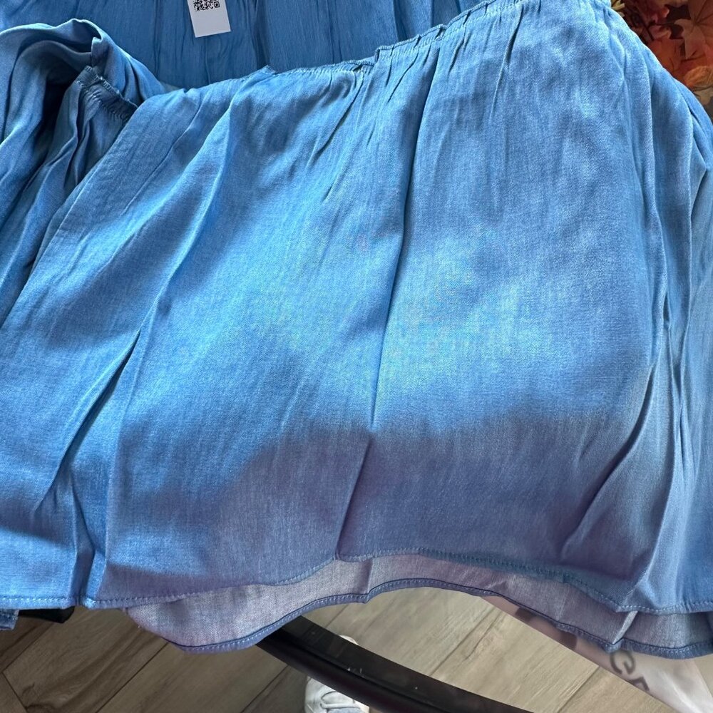 Blue Halter Neck Smocked Jumpsuit With Open Back & Wide Leg Pant For Size 2X - Picture 13 of 14